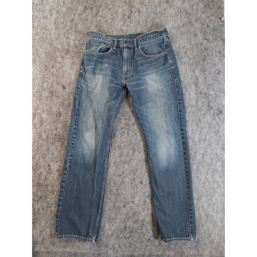 Levis Jeans Mens 34x29 Blue 505 Straight Fit Medium Wash Whiskered Cotton
